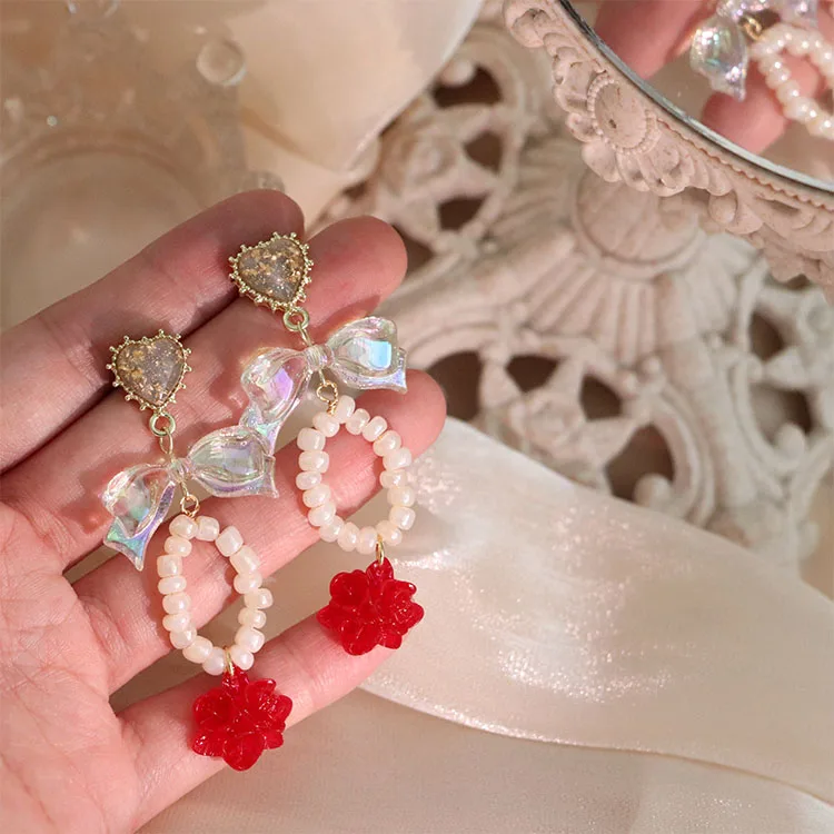 2022 New Handmade French Retro Colorful Bow Long Drop Earrings Elegant Love Acrylic Crystal Beads Crafts Handmade Earrings
2022 New Handmade French Retro Colorful Bow Long Drop Earrings Elegant Love Acrylic Crystal Beads Crafts Handmade Earrings