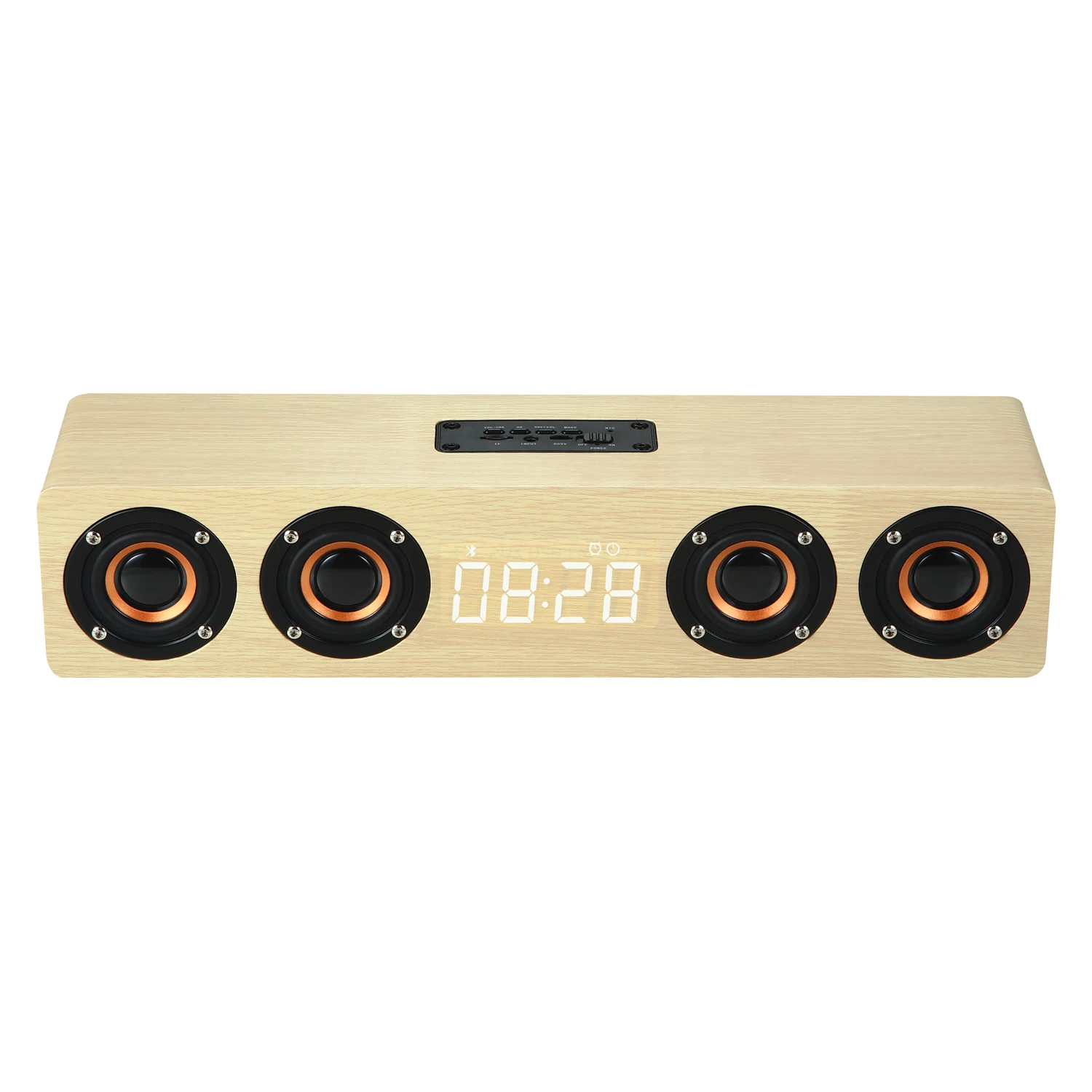 Wooden Portable Speaker with Alarm Clock Function Four Speakers 360-degree Surround Sound with high Fidelity and Heavy bass, Yellow, brown
Wooden Portable Speaker with Alarm Clock Function Four Speakers 360-degree Surround Sound with high Fidelity and Heavy bass, Yellow, brown