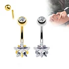 2019 The Latest Design Star CZ Prong Set and Gem Set in Ball 316L Surgical Steel 16G Belly Button Navel Ring