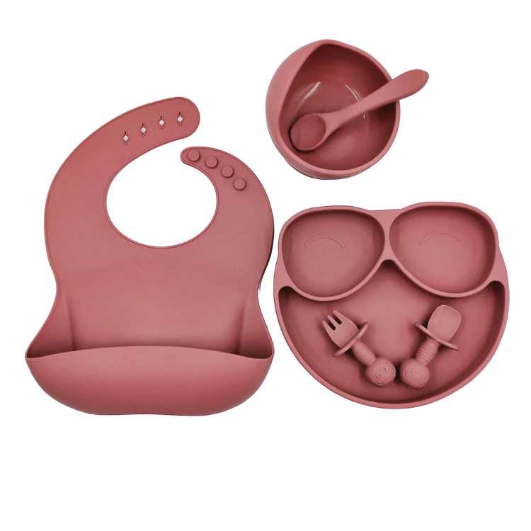 New product food grade Feeding tool Silicone Baby bib plate Bowl spoon set, Gray, rose,green
New product food grade Feeding tool Silicone Baby bib plate Bowl spoon set, Gray, rose,green