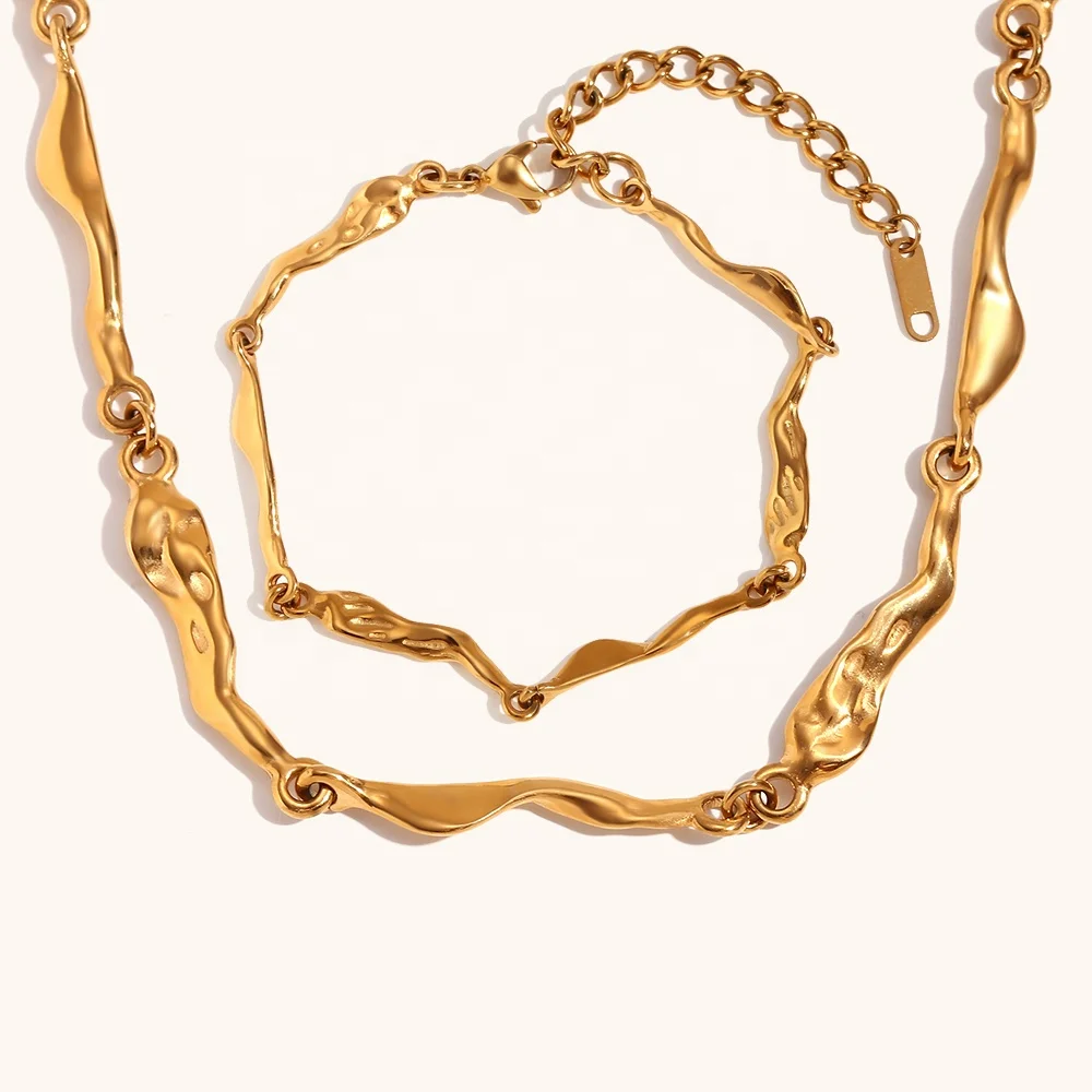 Dingran New Design Irregular Liquid Lava Shape Necklace Gold Plated Hand Made Chain Jewelry Set
Dingran New Design Irregular Liquid Lava Shape Necklace Gold Plated Hand Made Chain Jewelry Set