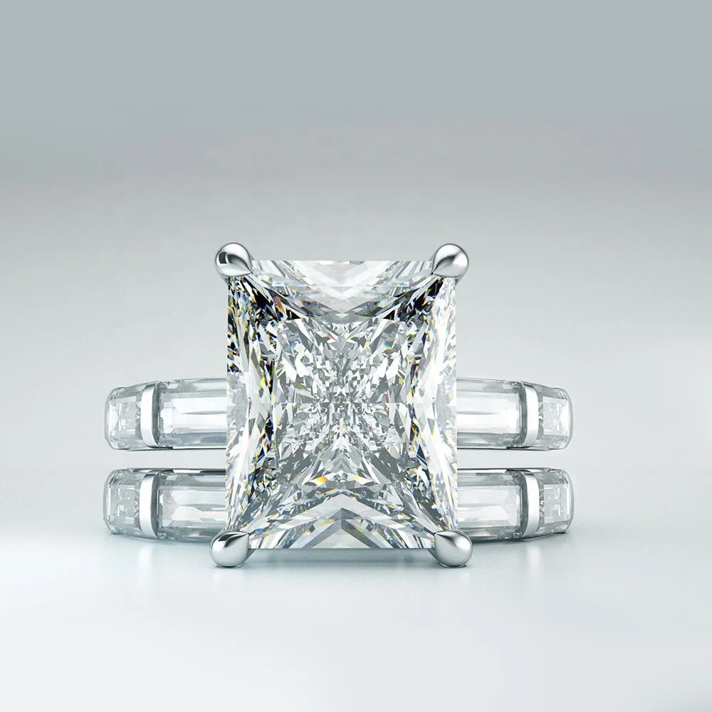 Classic Design 925 Sterling Silver Engagement Jewelry Emerald Cut Wedding Ring Set
Classic Design 925 Sterling Silver Engagement Jewelry Emerald Cut Wedding Ring Set