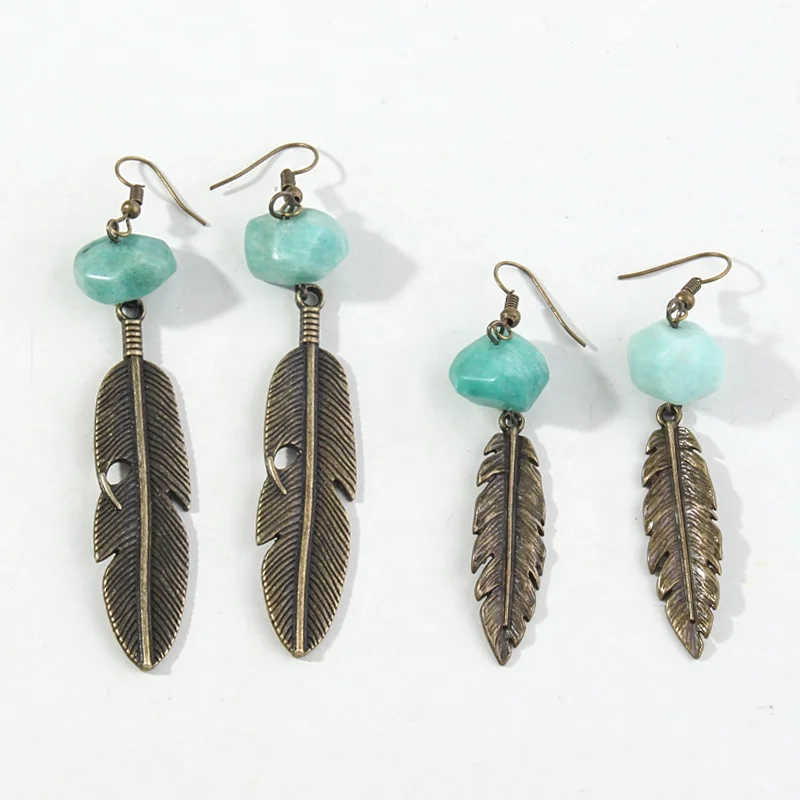 Fashion Jewellery Bohemian Style Trend Women Dangling Natural Stone Earring Metal Leaf Earrings, Blue
Fashion Jewellery Bohemian Style Trend Women Dangling Natural Stone Earring Metal Leaf Earrings, Blue