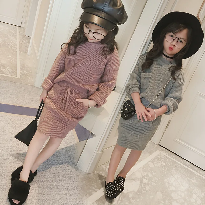 High Quality 2 Colors Cotton Knitted Sweater Top And Skirt Girls Two Piece Sweater Skirt Set
High Quality 2 Colors Cotton Knitted Sweater Top And Skirt Girls Two Piece Sweater Skirt Set