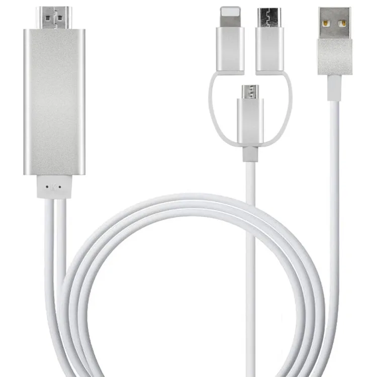 Universal 3 in 1 TV Cable for Smart Mobile to TV Projector Computer with Micro Typc-c 8 Pins USB HD Mirror Video Cables
Universal 3 in 1 TV Cable for Smart Mobile to TV Projector Computer with Micro Typc-c 8 Pins USB HD Mirror Video Cables