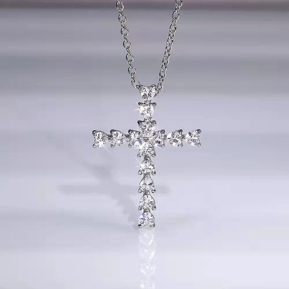 Silver Plated 18K platinum luxury full diamond pendant high carbon diamond simulation Love Diamond Cross Necklace, Pink ,white
Silver Plated 18K platinum luxury full diamond pendant high carbon diamond simulation Love Diamond Cross Necklace, Pink ,white