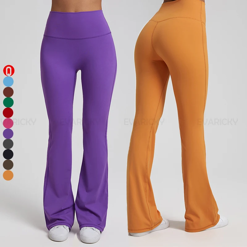 

Wholesale Custom Logo High Waist Butt Lift No Camel Toe Yoga Pants Gym Fitness Workout Outdoor Bell Bottom pants For Women