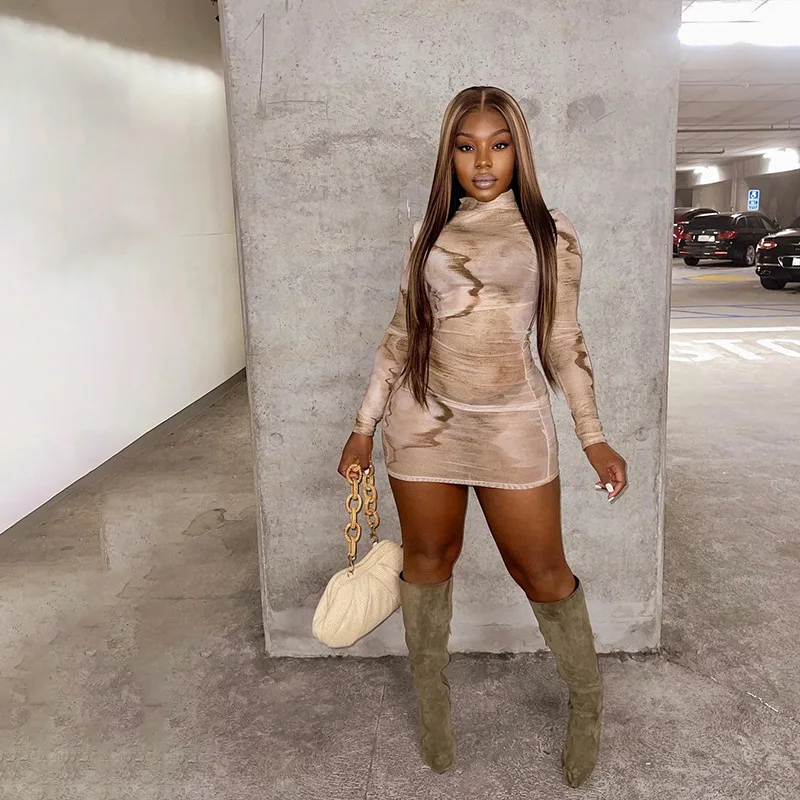 Turtleneck Mesh See Through Gradient Print Long Tight Dress Casual Long-Sleeved High-Neck Slim Elegant Dress For Women
Turtleneck Mesh See Through Gradient Print Long Tight Dress Casual Long-Sleeved High-Neck Slim Elegant Dress For Women