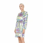 2020 latest fashion floral lace-up long sleeves above knee open fork irregular dress