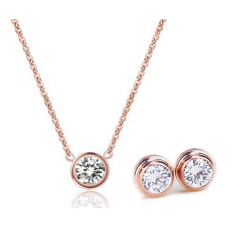 Ladies simple rose gold titanium diamond necklace earrings set fashion jewelry set wholesale
Ladies simple rose gold titanium diamond necklace earrings set fashion jewelry set wholesale