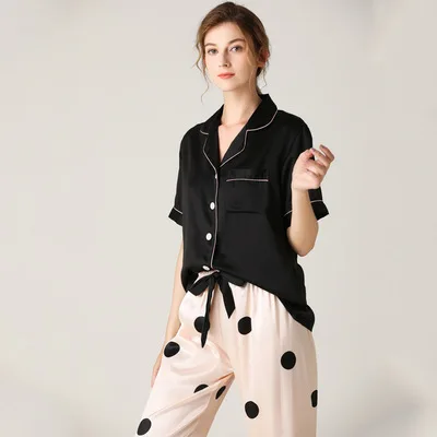 Casual Fashion Black and Pink Girls Nightwear Button Down Lapel Shirt Women Pajama Set, Red, pink, navy, black, orcustomized color
Casual Fashion Black and Pink Girls Nightwear Button Down Lapel Shirt Women Pajama Set, Red, pink, navy, black, orcustomized color