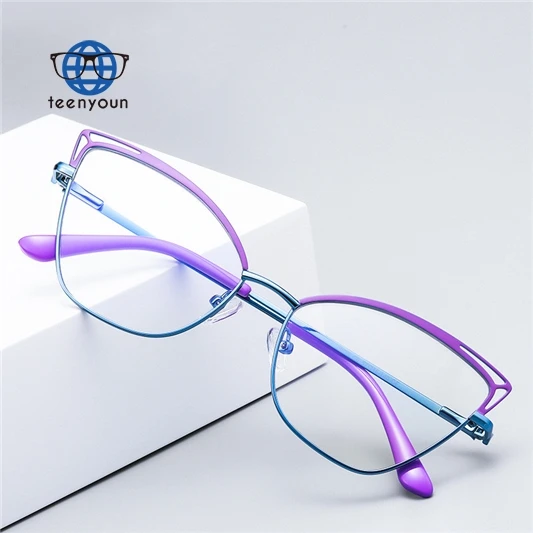 Teenyoun Arrival Cat Eye Metal Glasses Frame Hollow Out Ladies Flat Lens Candy Color Blue Light Blocking Eyeglass
Teenyoun Arrival Cat Eye Metal Glasses Frame Hollow Out Ladies Flat Lens Candy Color Blue Light Blocking Eyeglass
