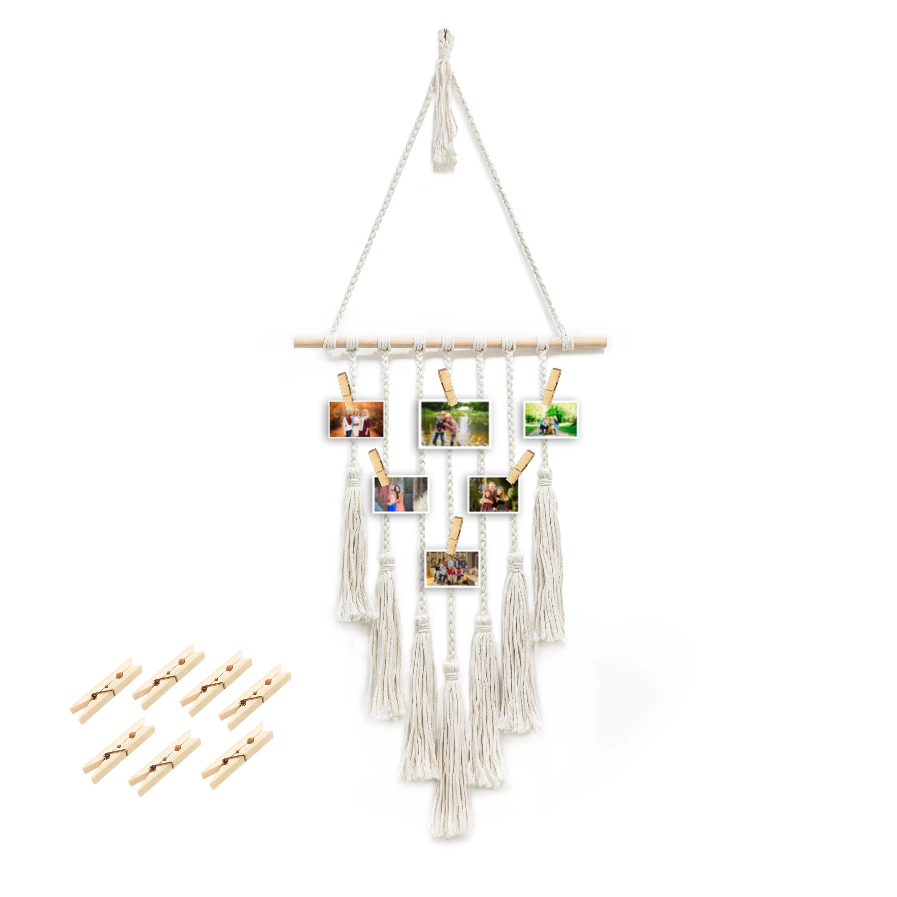 Christmas Decor Macrame Photo Hanging Display Wall Hanging Pictures Cards Holder Boho Ornament for Apartmet Living Room, White
Christmas Decor Macrame Photo Hanging Display Wall Hanging Pictures Cards Holder Boho Ornament for Apartmet Living Room, White