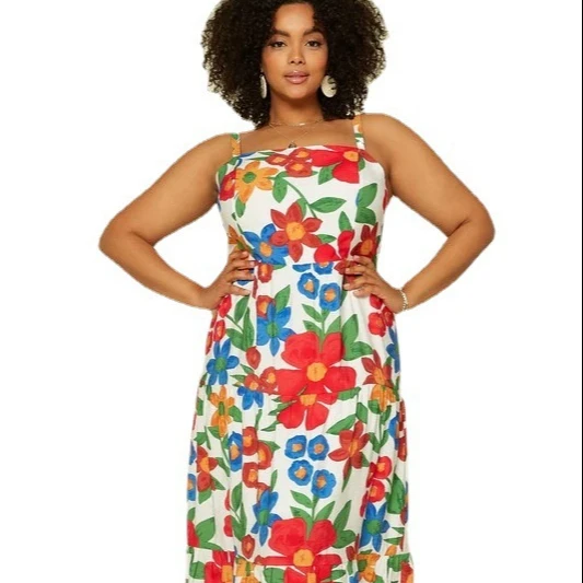 Ladies summer casual fashion plus size dress sleeveless printing suspender stitching plus size dress
Ladies summer casual fashion plus size dress sleeveless printing suspender stitching plus size dress
