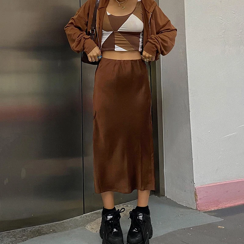 2021 Summer Women New Causal Fashion Y2K Aesthetic Long Brown Skirts Harajuku Vintage High Waist Skirt Korean Straight Skirt
2021 Summer Women New Causal Fashion Y2K Aesthetic Long Brown Skirts Harajuku Vintage High Waist Skirt Korean Straight Skirt