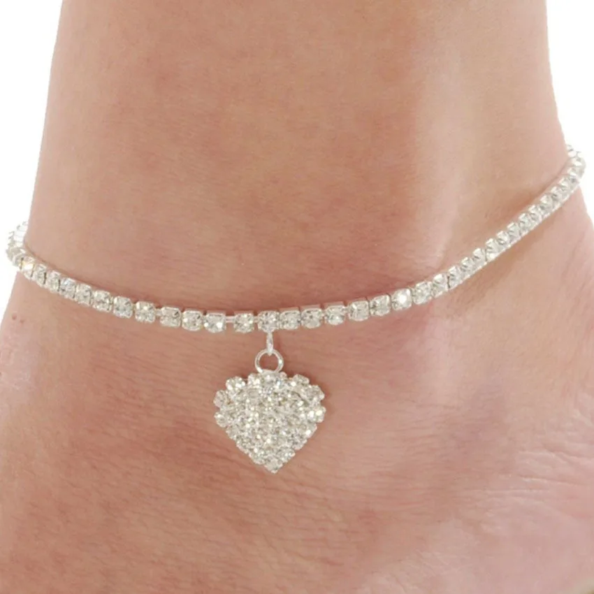 European Personality Full Rhinestone Inlaid Heart Drop Ankle Bracelet Crystal Tennis Chain Heart Pendant Anklet
European Personality Full Rhinestone Inlaid Heart Drop Ankle Bracelet Crystal Tennis Chain Heart Pendant Anklet