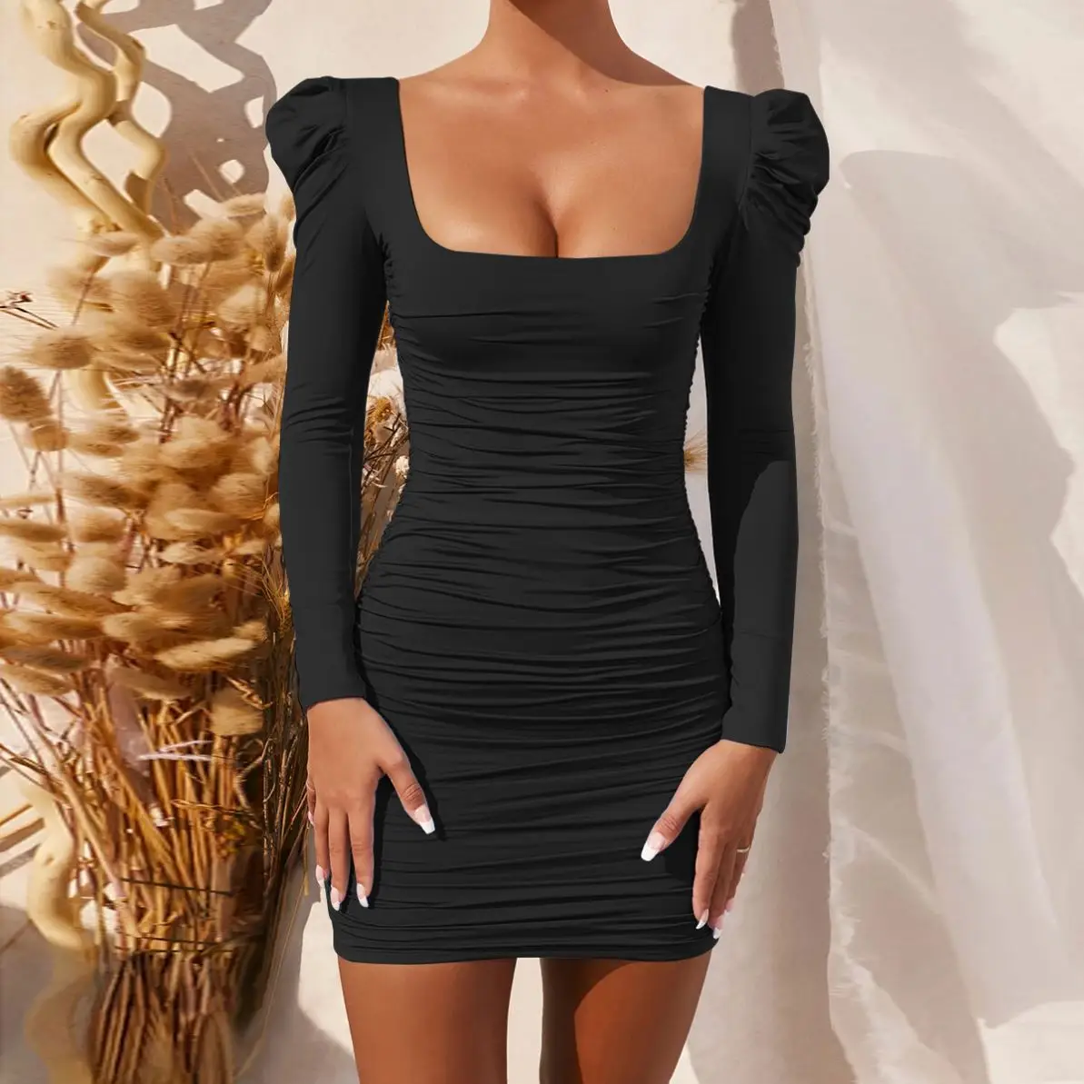 High quality new autumn winter sexy backless pile shoulder long sleeve dresses for women
High quality new autumn winter sexy backless pile shoulder long sleeve dresses for women