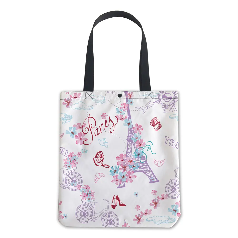 High quality fashion custom DIY Eiffel Tower canvas messenger wholesale ladies foldable reusable shopping tote bag handbags
High quality fashion custom DIY Eiffel Tower canvas messenger wholesale ladies foldable reusable shopping tote bag handbags