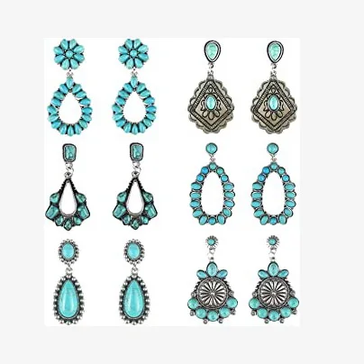 

Western Styles 2022 Collection Western Earrings Turquoise stone beads vintage Antique Silver plated earring