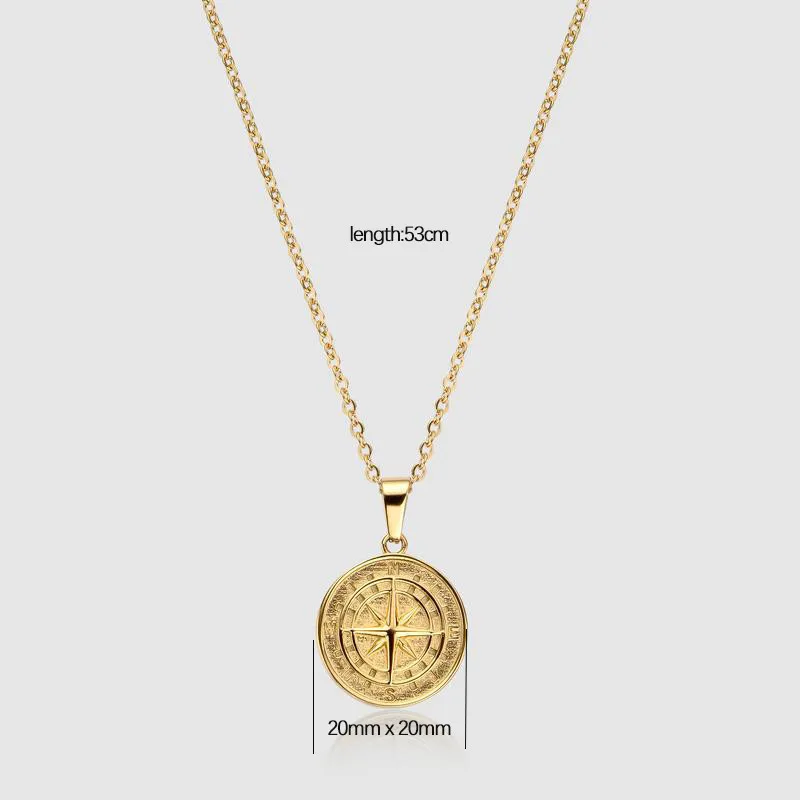 2021 Hot Selling Gold Plated Jewelry Compass North Star Coin Pendant Stainless Steel Necklace
2021 Hot Selling Gold Plated Jewelry Compass North Star Coin Pendant Stainless Steel Necklace