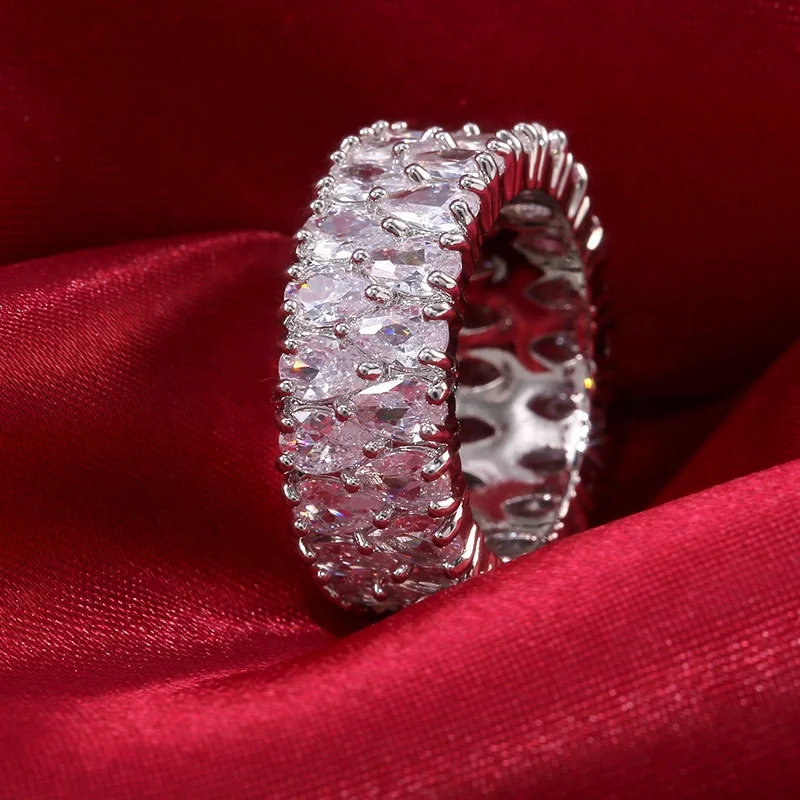 Luxury 2 Rows Water drop Zircon wedding rings for women Silver color Sparkling Zircon Engagement party jewelry Bague femme Gift
Luxury 2 Rows Water drop Zircon wedding rings for women Silver color Sparkling Zircon Engagement party jewelry Bague femme Gift