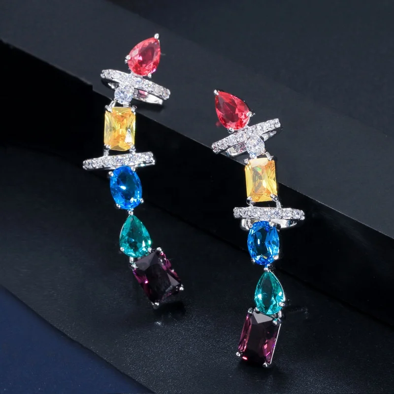 Unique Multicolor Cubic Zircon Crystal Cuff Long Clip Stud Earrings for Women Christmas Party Jewelry Gift, Picture shows
Unique Multicolor Cubic Zircon Crystal Cuff Long Clip Stud Earrings for Women Christmas Party Jewelry Gift, Picture shows