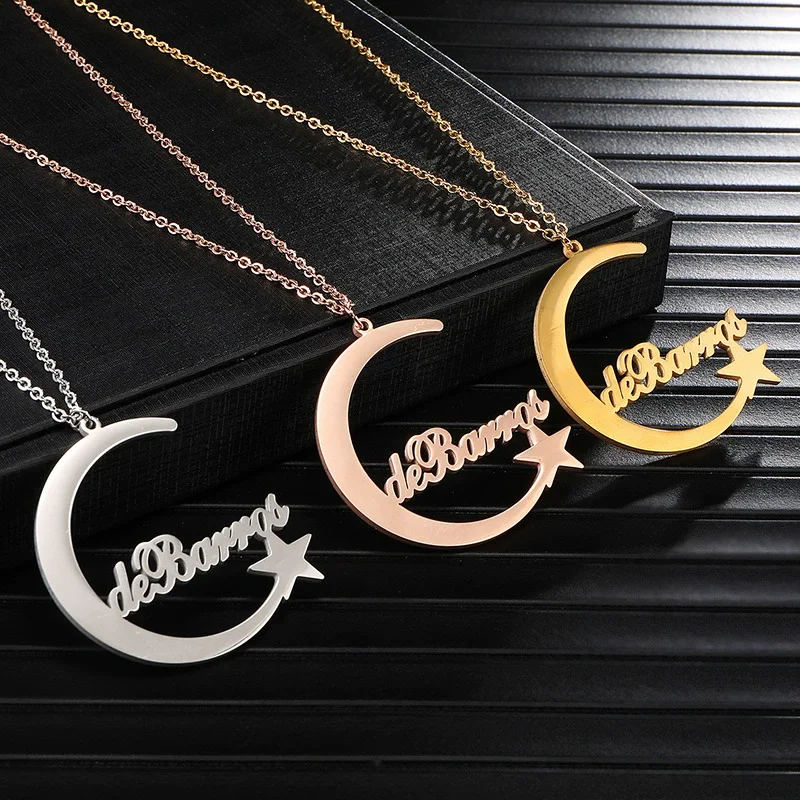 Wholesale name moon and ster Pendant Necklace Jewelry 18K Gold Plated Stainless Steel for Women
Wholesale name moon and ster Pendant Necklace Jewelry 18K Gold Plated Stainless Steel for Women