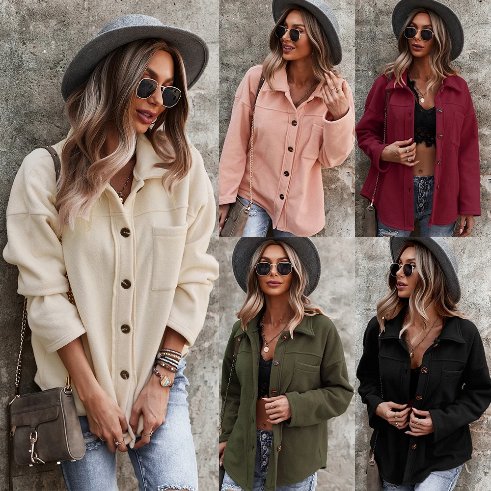 2021 Autumn Fall Winter Women Flannel Fleece Long Sleeve Fleece Shirts Jacket Coat with one Pockets
2021 Autumn Fall Winter Women Flannel Fleece Long Sleeve Fleece Shirts Jacket Coat with one Pockets