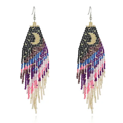 Vintage earrings 2021 new rice bead tassel earrings moonlight painting long tassel earrings, As pic
Vintage earrings 2021 new rice bead tassel earrings moonlight painting long tassel earrings, As pic