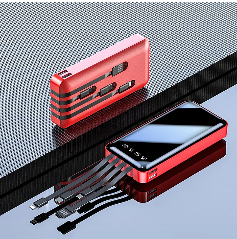 20000mAh Power Bank Built-in Cable USB External Battery Powerbank Ultra Thin Portable Charger for iphone X xiaomi Mobile phones, Black/blue/red
20000mAh Power Bank Built-in Cable USB External Battery Powerbank Ultra Thin Portable Charger for iphone X xiaomi Mobile phones, Black/blue/red