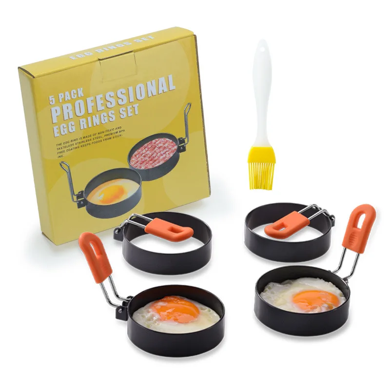 Amazon hot sale Fried Egg Mold 5pcs Set,Egg Ring With Anti-scald Handle Egg Tools, Customized
Amazon hot sale Fried Egg Mold 5pcs Set,Egg Ring With Anti-scald Handle Egg Tools, Customized