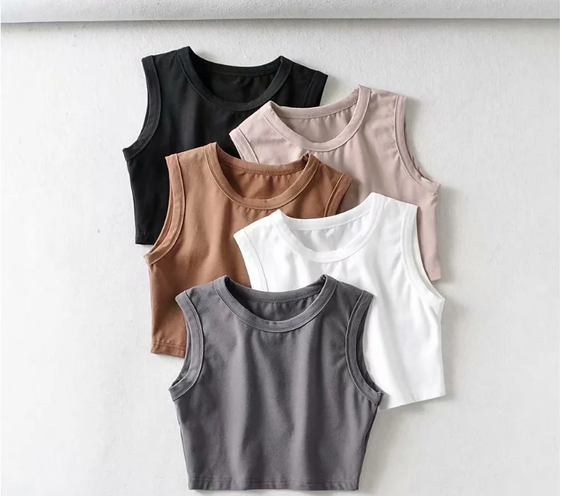 High End Quality Gym Sports Women Round Neck Crop Top Basic Solid Sleeveless Crop Tank Vest Top, Black/white/brown/grey
High End Quality Gym Sports Women Round Neck Crop Top Basic Solid Sleeveless Crop Tank Vest Top, Black/white/brown/grey
