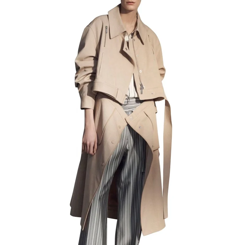 TWOTWINSTYLE Khaki Windbreaker Women Lapel Long Sleeve With Belt Patchwork Lace Up Vintage Casual
TWOTWINSTYLE Khaki Windbreaker Women Lapel Long Sleeve With Belt Patchwork Lace Up Vintage Casual