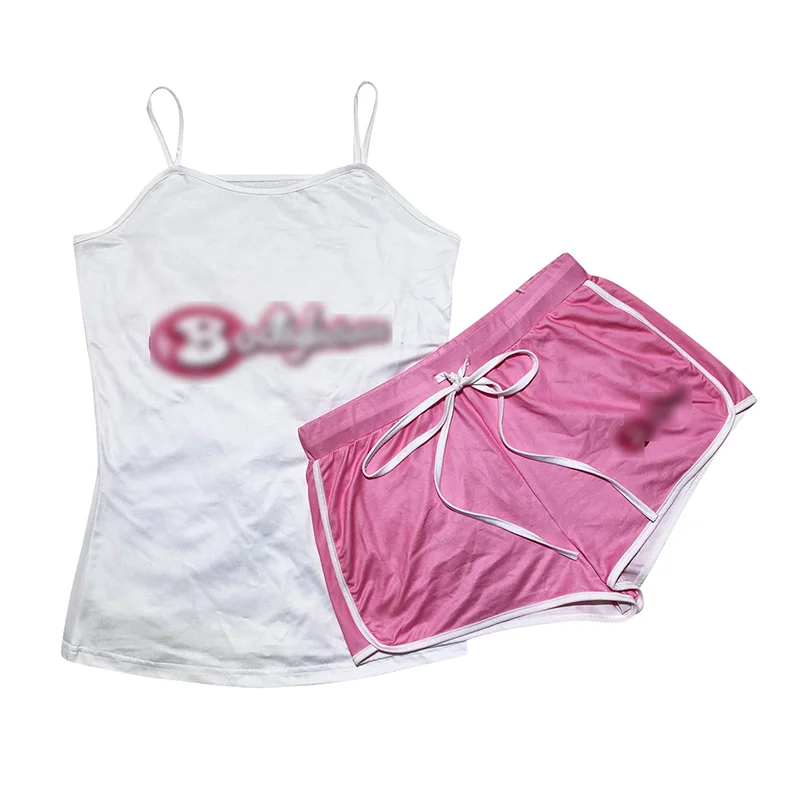 pink 2 piece short set women clothing summer shorts and tank top sexy sports sets with logo, Picture
pink 2 piece short set women clothing summer shorts and tank top sexy sports sets with logo, Picture