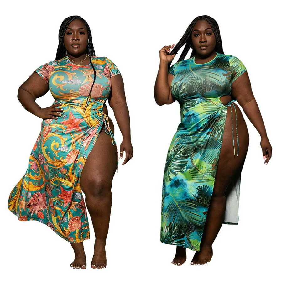 Foma CY1565 summer women casual dresses plus size 5XL leaf printed sexy split irregular maxi club beach dress, 2 colors
Foma CY1565 summer women casual dresses plus size 5XL leaf printed sexy split irregular maxi club beach dress, 2 colors
