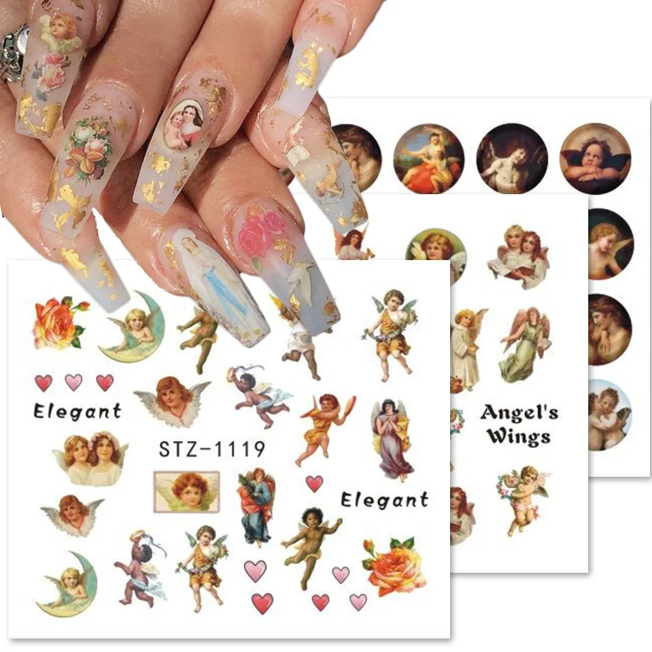 8 pcs Angel Nail Art Stickers Virgin Mary Cupid Water Transfer Decals Sliders Heaven Design Tattoo Accessories Manicure
8 pcs Angel Nail Art Stickers Virgin Mary Cupid Water Transfer Decals Sliders Heaven Design Tattoo Accessories Manicure