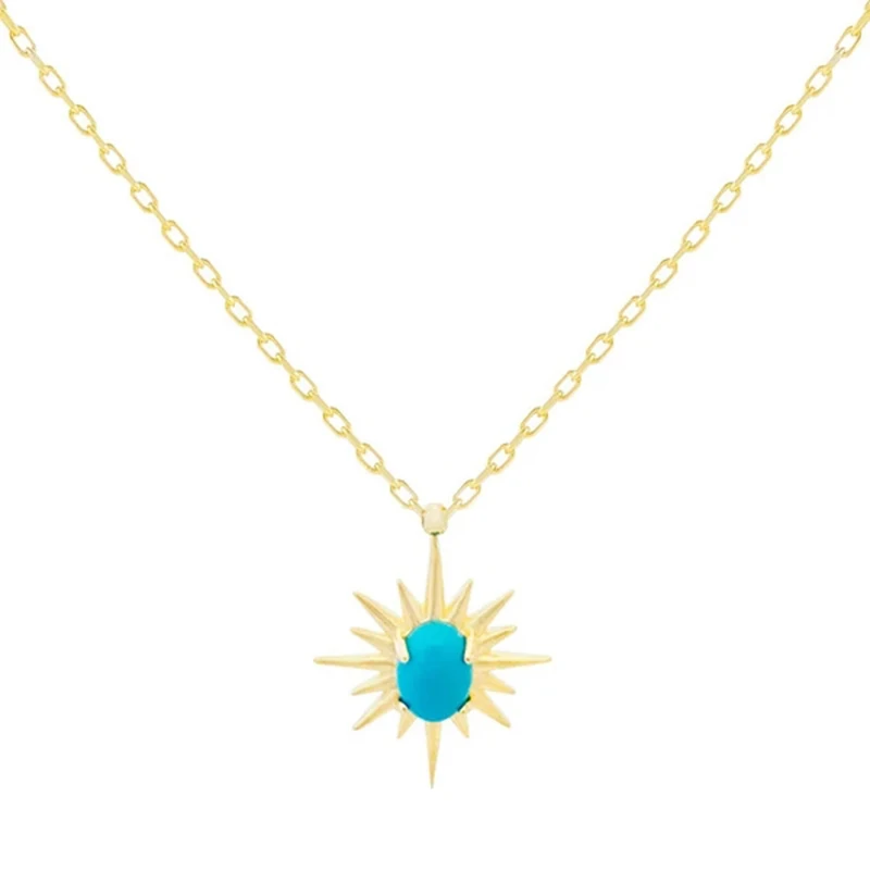 

ROXI 925 Sterling Silver Turquoise Star Clavicle Chain Elegant Temperament Women Pure Silver Necklace