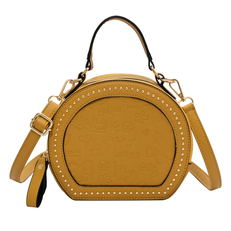 European beauty 2021 hot messenger retro small round fashion rivet shoulder bag Western style all-match handbag, 6colors
European beauty 2021 hot messenger retro small round fashion rivet shoulder bag Western style all-match handbag, 6colors