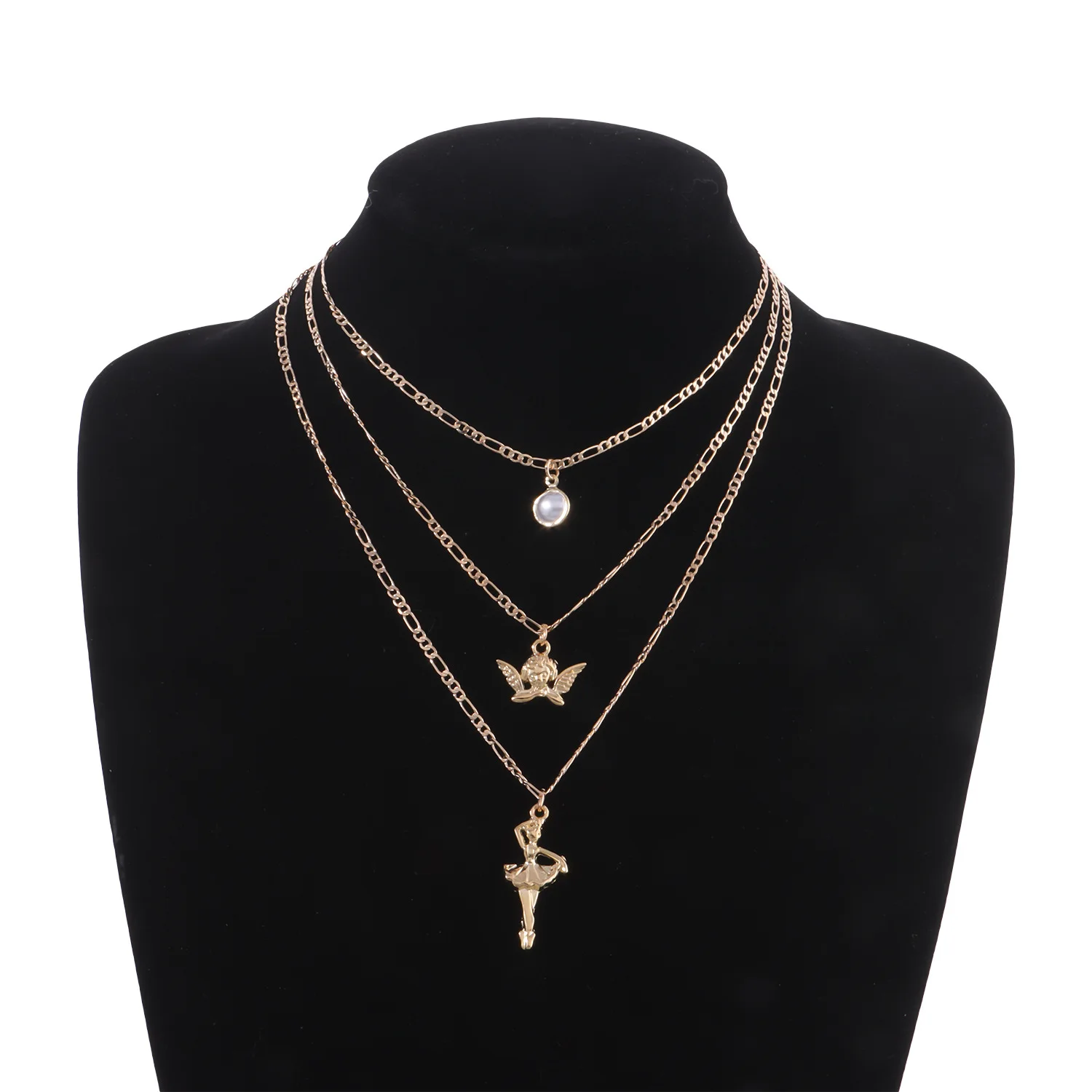 Hotsale Personalized Gold Ballerina Girl Pendant Necklace Three Layer Jewelry Charm Necklaces
Hotsale Personalized Gold Ballerina Girl Pendant Necklace Three Layer Jewelry Charm Necklaces