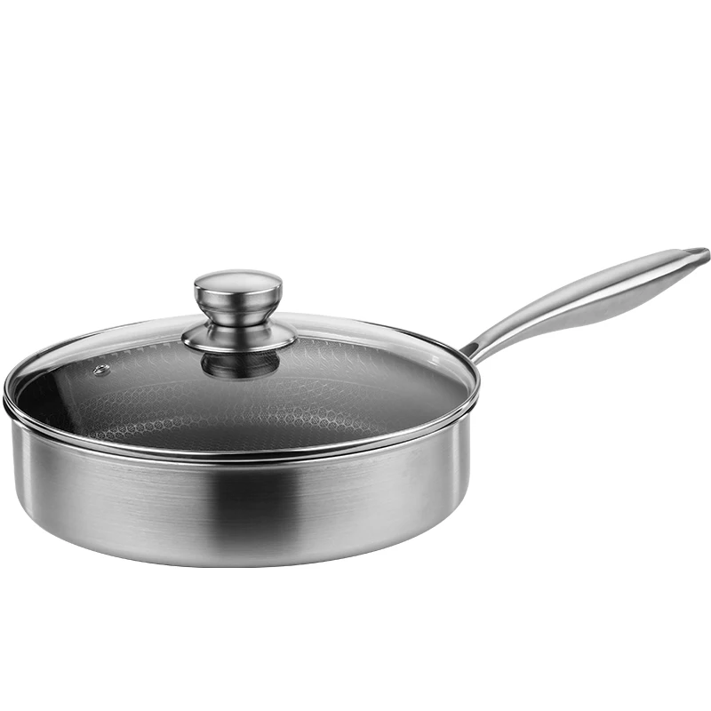 SSGP Kitchen Fry 3 Ply Stainless Steel Frying Pans Round Bottom Wok Honeycomb Pan With Lid
SSGP Kitchen Fry 3 Ply Stainless Steel Frying Pans Round Bottom Wok Honeycomb Pan With Lid