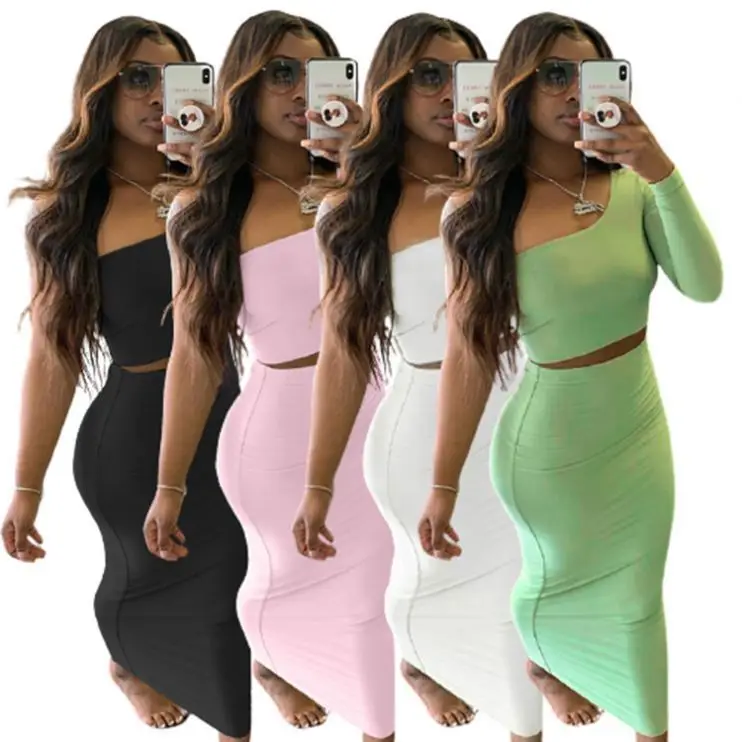 CATHY New Style One Sleeve Asymmetric Solid Color Long Pencil Skirt Summer Trendy 2 Piece Women Two Piece Sets
CATHY New Style One Sleeve Asymmetric Solid Color Long Pencil Skirt Summer Trendy 2 Piece Women Two Piece Sets