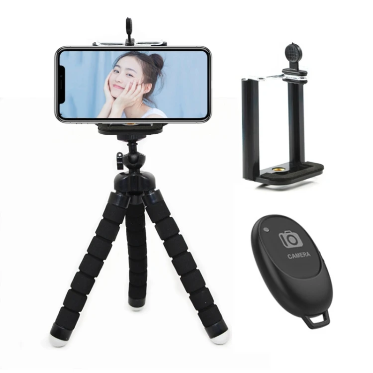Popular Mini Octopus Flexible Foam Phone Tripod Holder with Phone Clamp Remote Control
Popular Mini Octopus Flexible Foam Phone Tripod Holder with Phone Clamp Remote Control