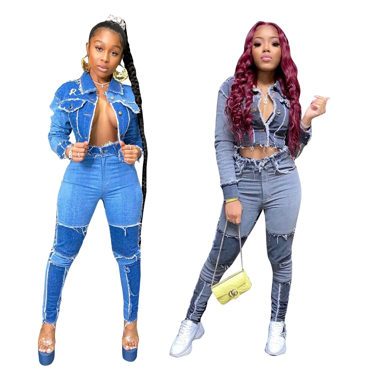 PZF-TS1062 Fall Jackets Women 2 Piece Denim Jeans Outfit Two Piece Vintage Patchwork Jeans Sets, As pictures
PZF-TS1062 Fall Jackets Women 2 Piece Denim Jeans Outfit Two Piece Vintage Patchwork Jeans Sets, As pictures