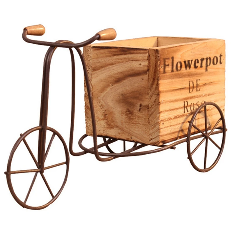 Wooden Tricycle Model Flower Pot Wrought Iron Bicycle Flower Stand Indoor Storage Rack Home Garden Desktop Decor Crafts Gifts, Wood color
Wooden Tricycle Model Flower Pot Wrought Iron Bicycle Flower Stand Indoor Storage Rack Home Garden Desktop Decor Crafts Gifts, Wood color