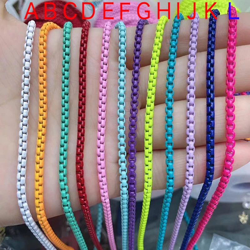 2021 Trendy Paint colors Box chain jewelry accessories rainbow colors chain accessories for jewelry making, Gold
2021 Trendy Paint colors Box chain jewelry accessories rainbow colors chain accessories for jewelry making, Gold