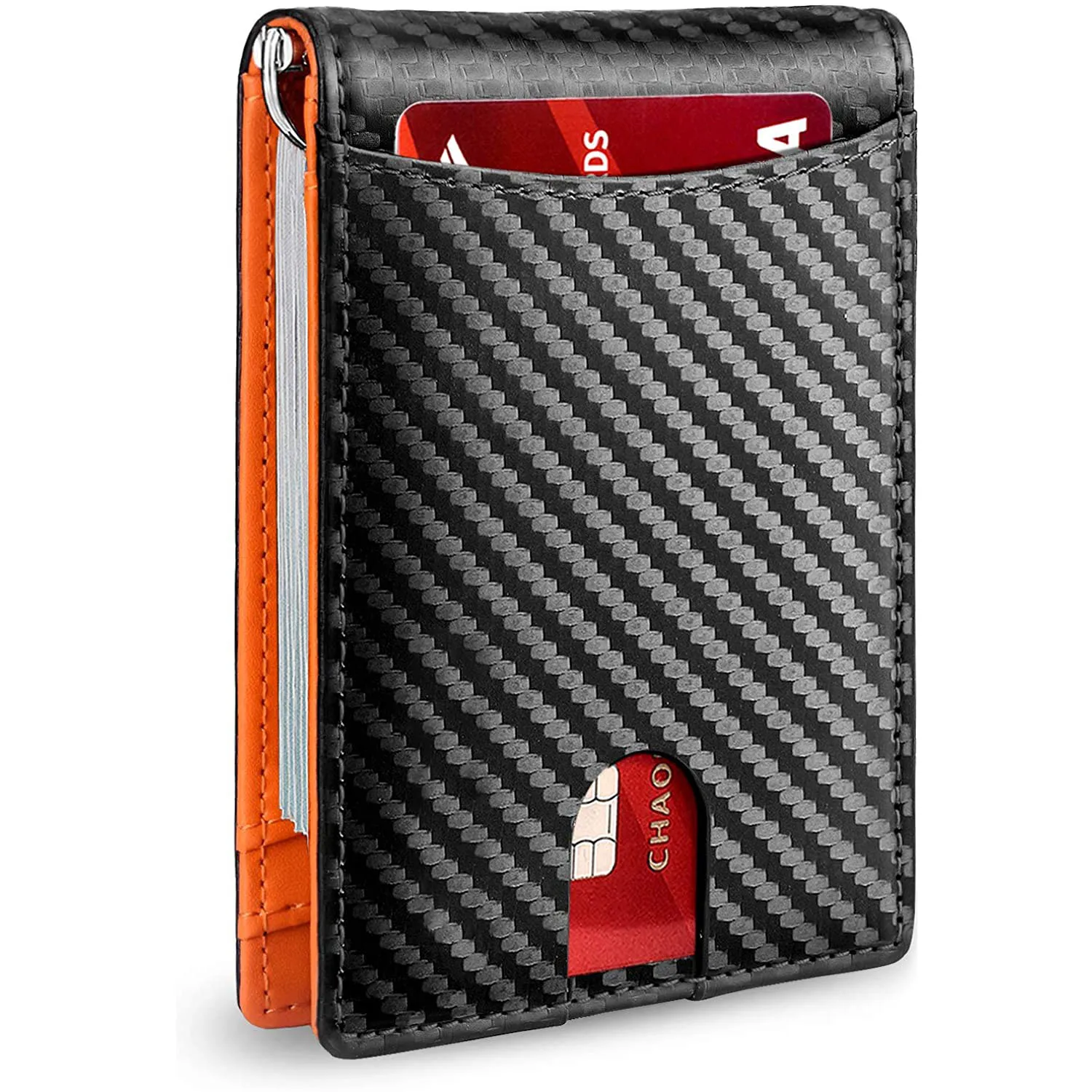 Slim Minimalist Carbon Fiber Wallet Custom Men's Bifold RFID Blocking PU Leather Money Clip Wallet, Customized color
Slim Minimalist Carbon Fiber Wallet Custom Men's Bifold RFID Blocking PU Leather Money Clip Wallet, Customized color