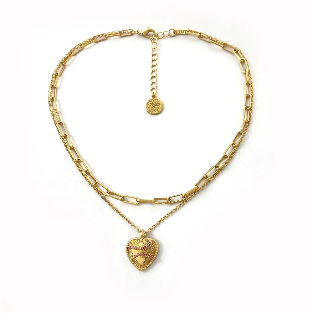 Wholesale Private Label double link chain snake diamond heart pendant gold plated necklace for women
Wholesale Private Label double link chain snake diamond heart pendant gold plated necklace for women
