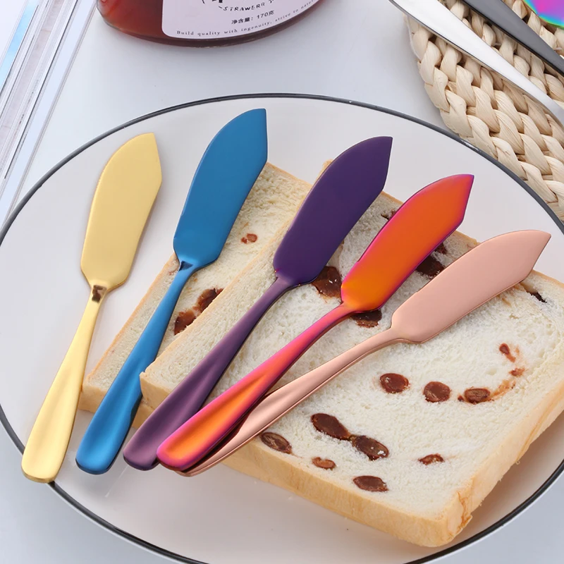 Wholesale custom small gold metal stainless steel cheese cream honey butter knife spreader, Silvery/gold/rose gold/black/blue/purple/rainbow
Wholesale custom small gold metal stainless steel cheese cream honey butter knife spreader, Silvery/gold/rose gold/black/blue/purple/rainbow