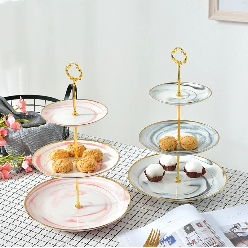 Nordic ceramic marbled three-layer living room fruit plate cake dried fruit western plate double-layer rack plate, Pink
Nordic ceramic marbled three-layer living room fruit plate cake dried fruit western plate double-layer rack plate, Pink