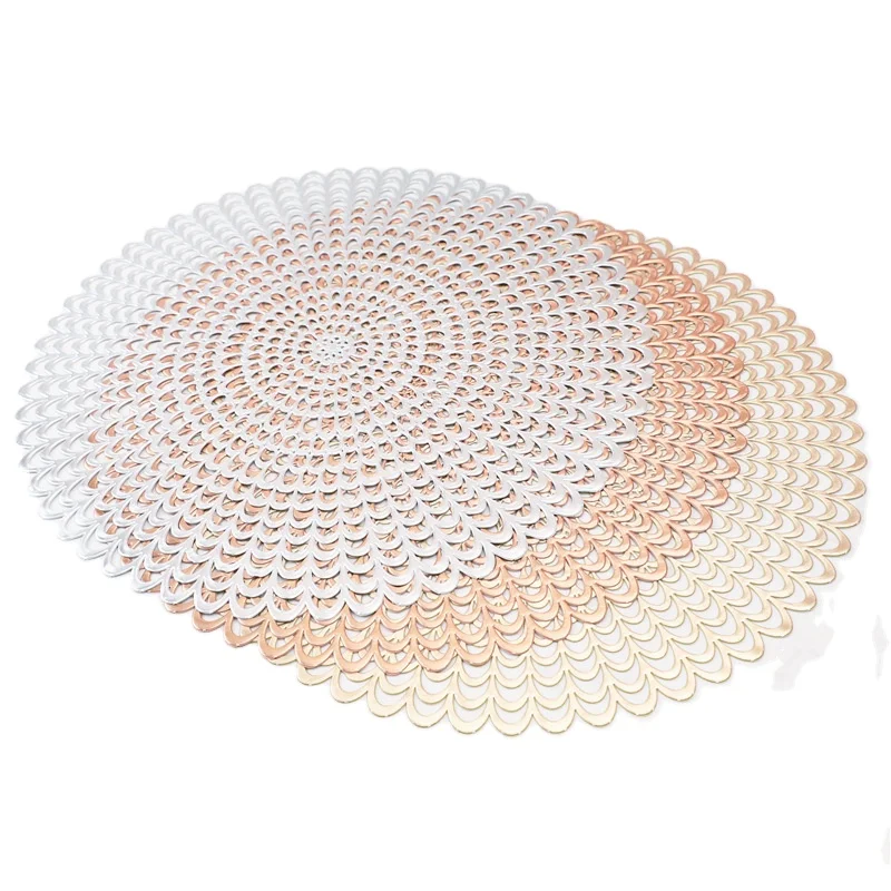 Round PVC Hotel insulated non-slip coffee Steak mat hollow bronzing placemats plate mat
Round PVC Hotel insulated non-slip coffee Steak mat hollow bronzing placemats plate mat